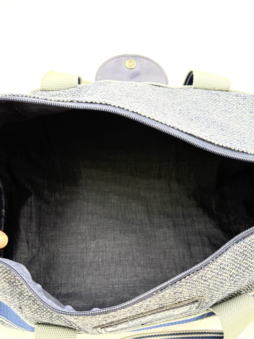 Men’s Vintage Pierre Cardin Blue & White Textured Duffel Bag (B0003)